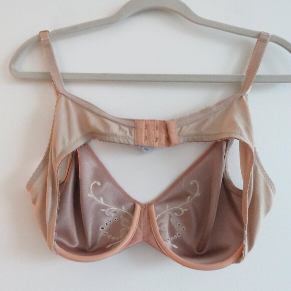 VINTAGE MINIMZER BY LILYETTE Satin Embroidered Bra in Nude Beige - Size 36B - Picture 11 of 15